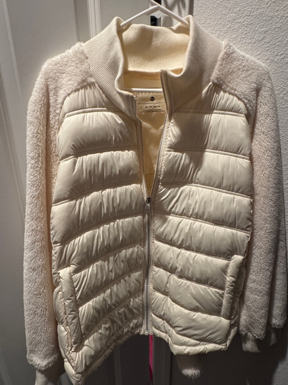Bernardo Light Cream Quilted & Sherpa Mixed-Media Jacket - Women's